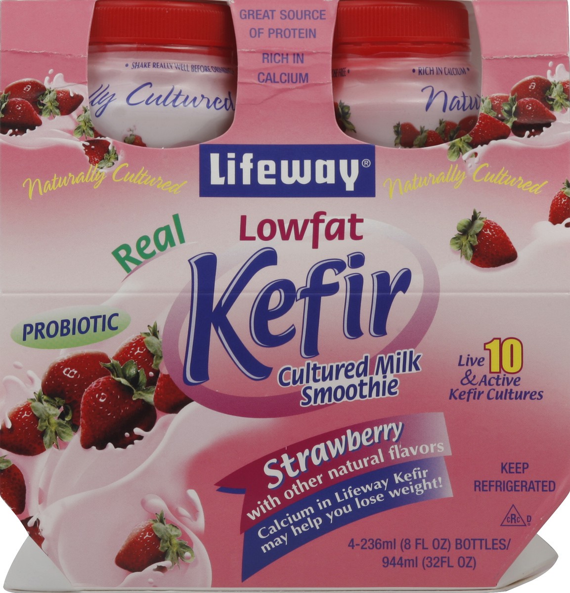 slide 4 of 4, Lifeway Kefir Cultured Milk Smoothie 4 ea, 4 ct