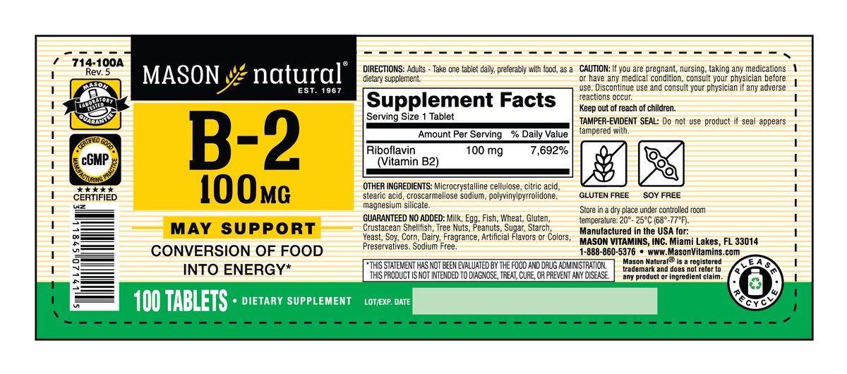 slide 8 of 9, Mason B-2 100mg Riboflavin, 100 ct