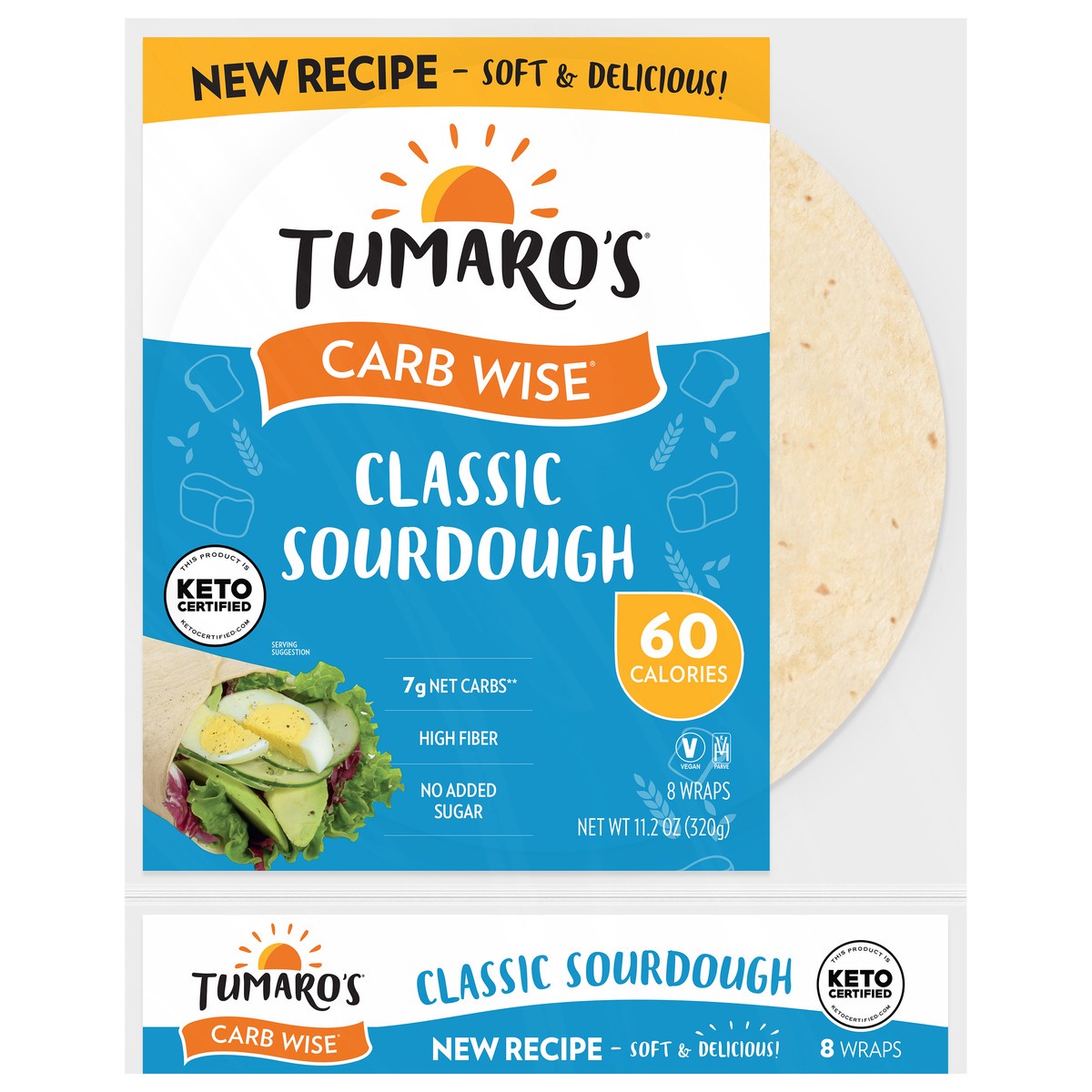 slide 1 of 12, Tumaro's Carb Wise Classic Sourdough Wraps 8 Each, 8 ct