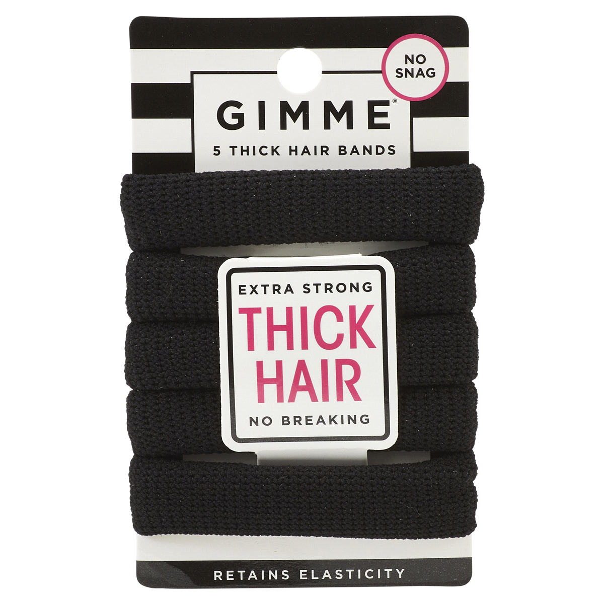 slide 1 of 1, gimMe Elastics Black Xtra Stong Hair Band, 5 ct