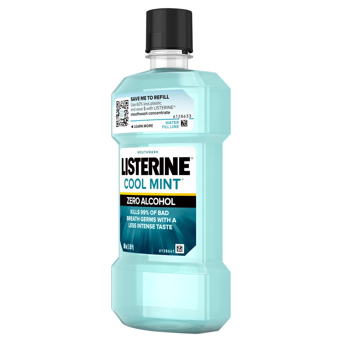 slide 10 of 11, Listerine Mouthwash, Zero Alcohol, Germ Killing, Less Intense Formula, Bad Breath Treatment, Alcohol Free Mouth Wash for Adults; Cool Mint Flavor, 500 mL (Pack of 6), 500 ml