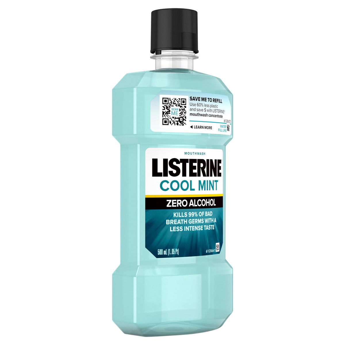 slide 5 of 11, Listerine Mouthwash, Zero Alcohol, Germ Killing, Less Intense Formula, Bad Breath Treatment, Alcohol Free Mouth Wash for Adults; Cool Mint Flavor, 500 mL (Pack of 6), 500 ml