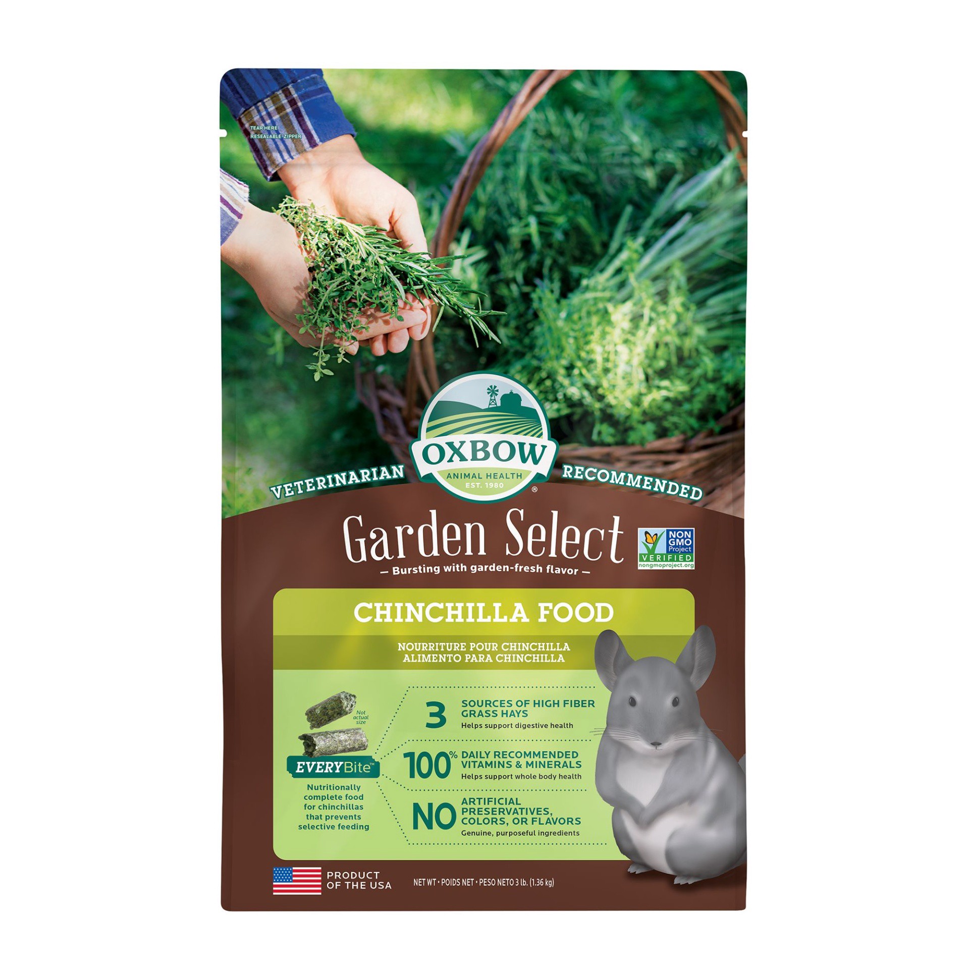 slide 1 of 1, Oxbow Garden Select Fortified Food for Chinchillas - 3 lb, 3 lb