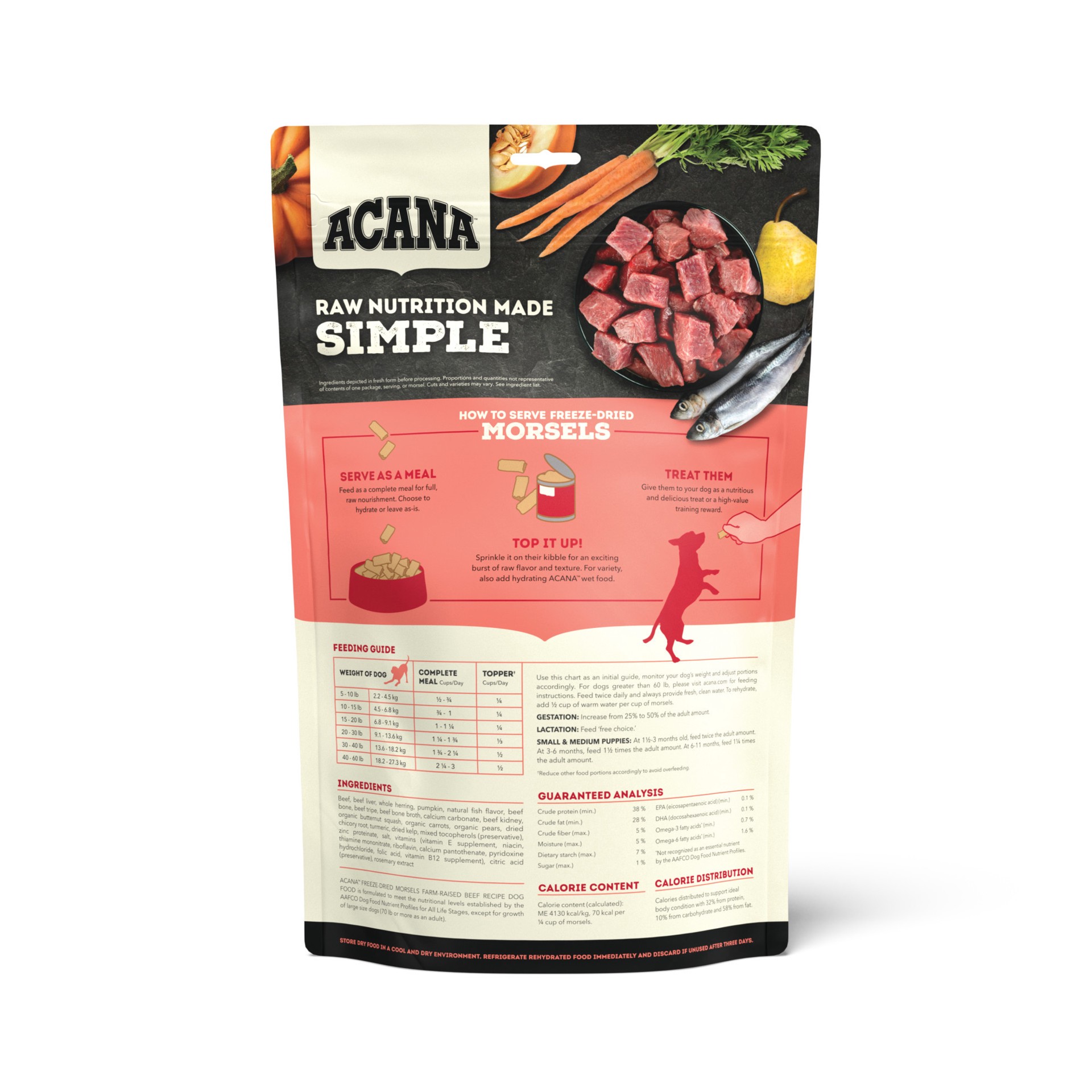 slide 2 of 3, ACANA Freeze-Dried Food Morsels Ranch Raised Beef Recipe 8OZ, 8 oz