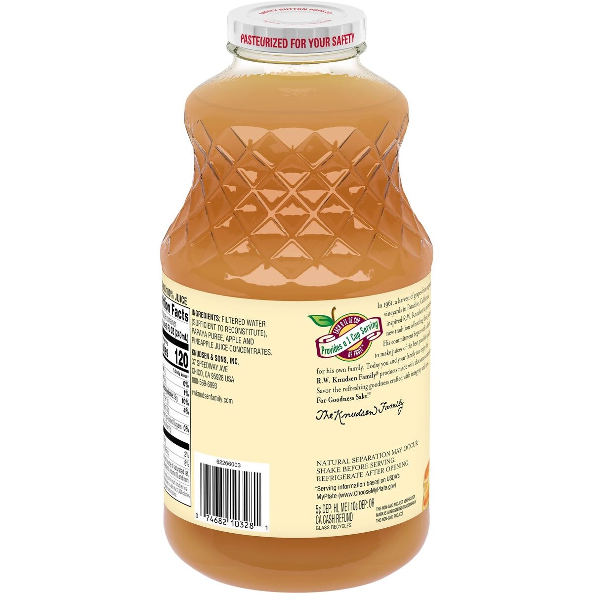slide 9 of 9, R.W. Knudsen Papaya Nectar Juice, 32 fl oz
