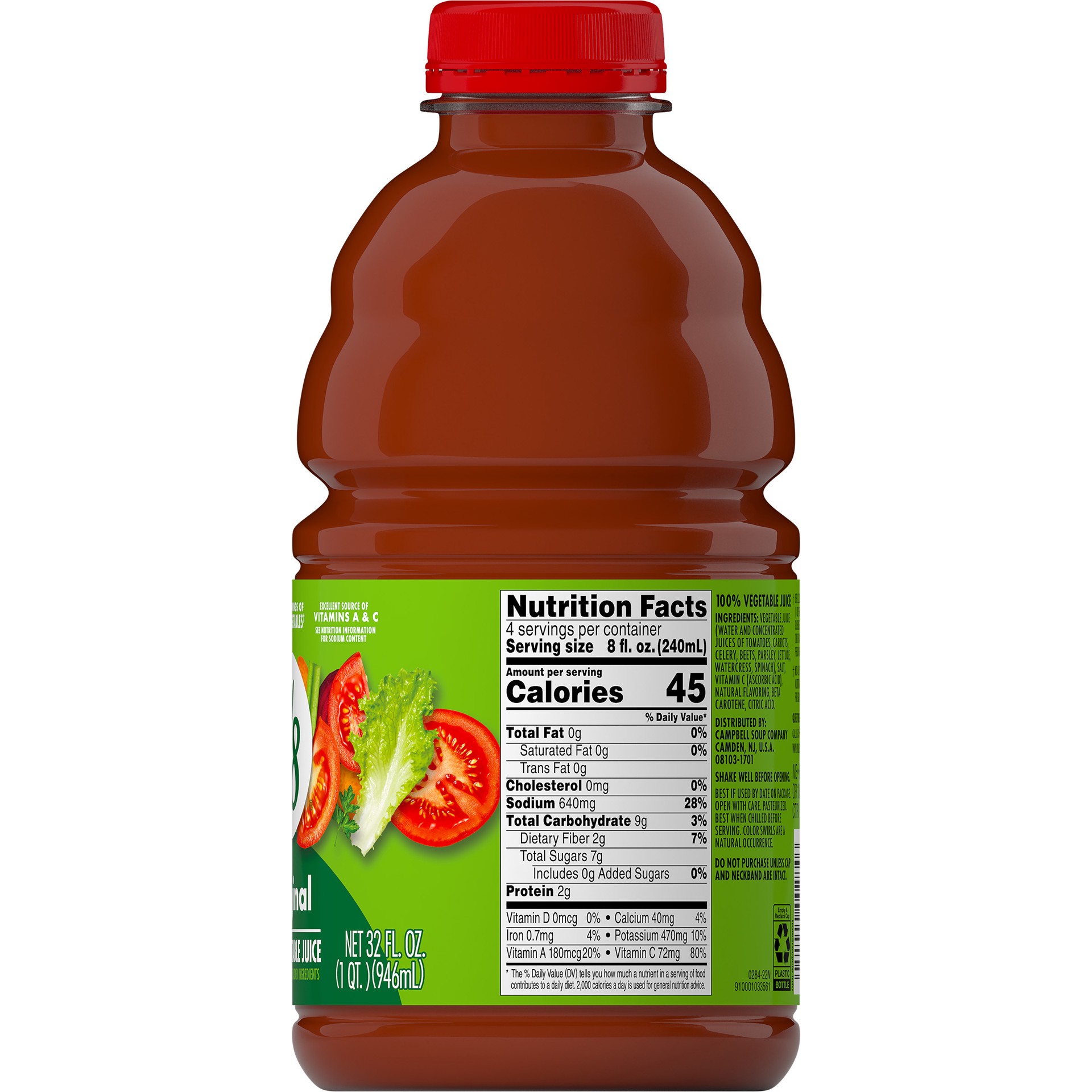 slide 3 of 5, V8 Original 100% Vegetable Juice - 32 fl oz, 32 fl oz