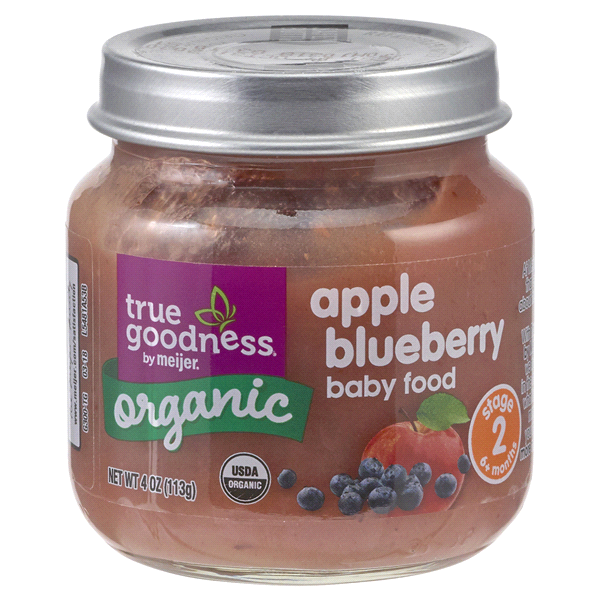 slide 1 of 1, True Goodness ORG Baby Food Apple Blueberry, 4 oz