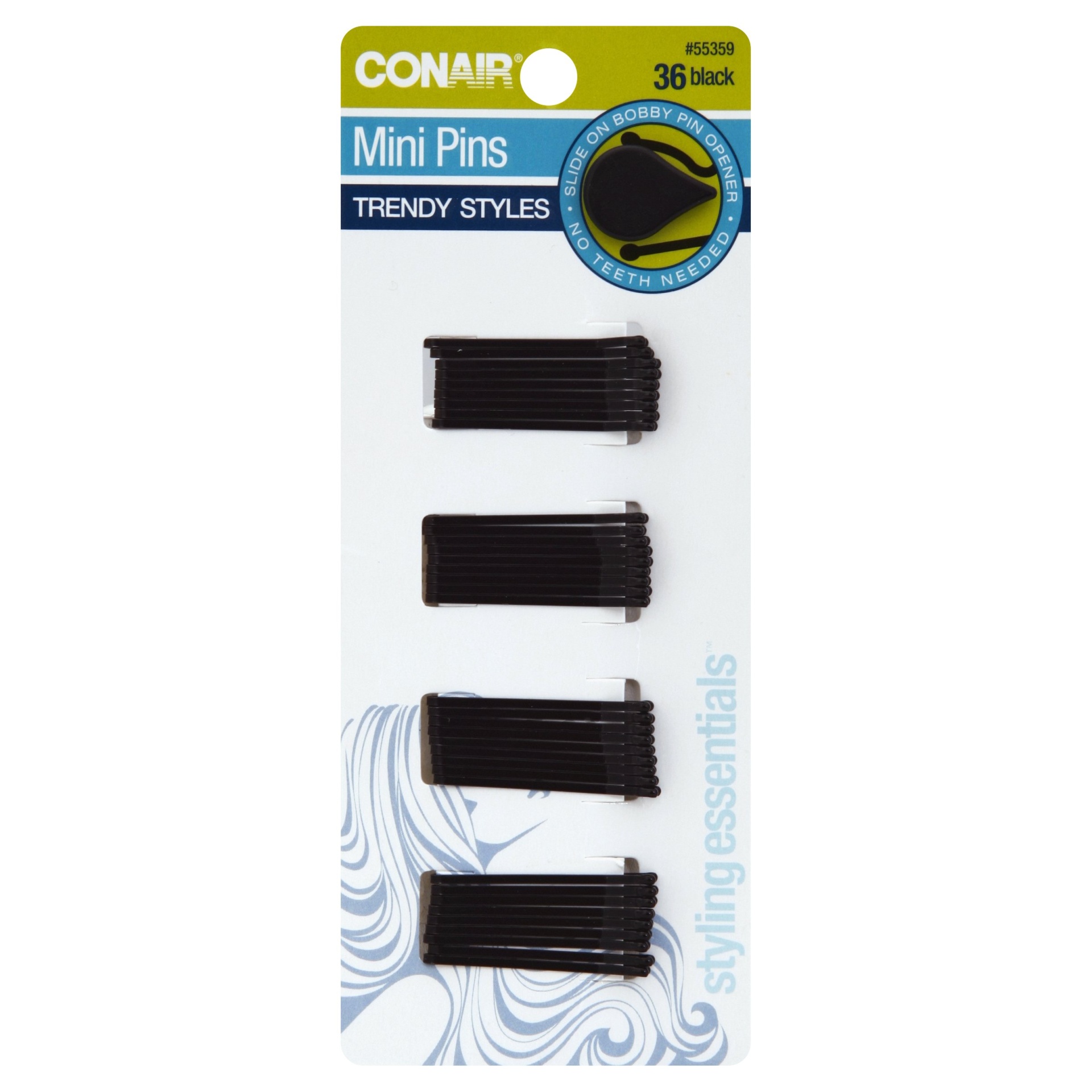 slide 1 of 1, Conair Styling Essentials Black Secure Hold Mini Pins, 36 ct