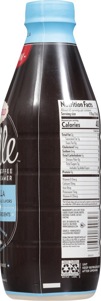 slide 3 of 3, Darigold® Belle™ Lactose Free Vanilla Coffee Creamer, 32 fl oz