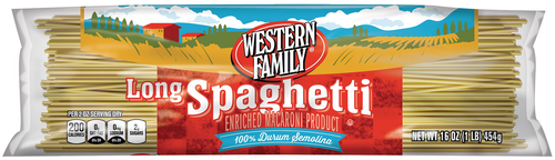 slide 1 of 1, Western Family Long Spaghetti Noodles, 16 oz