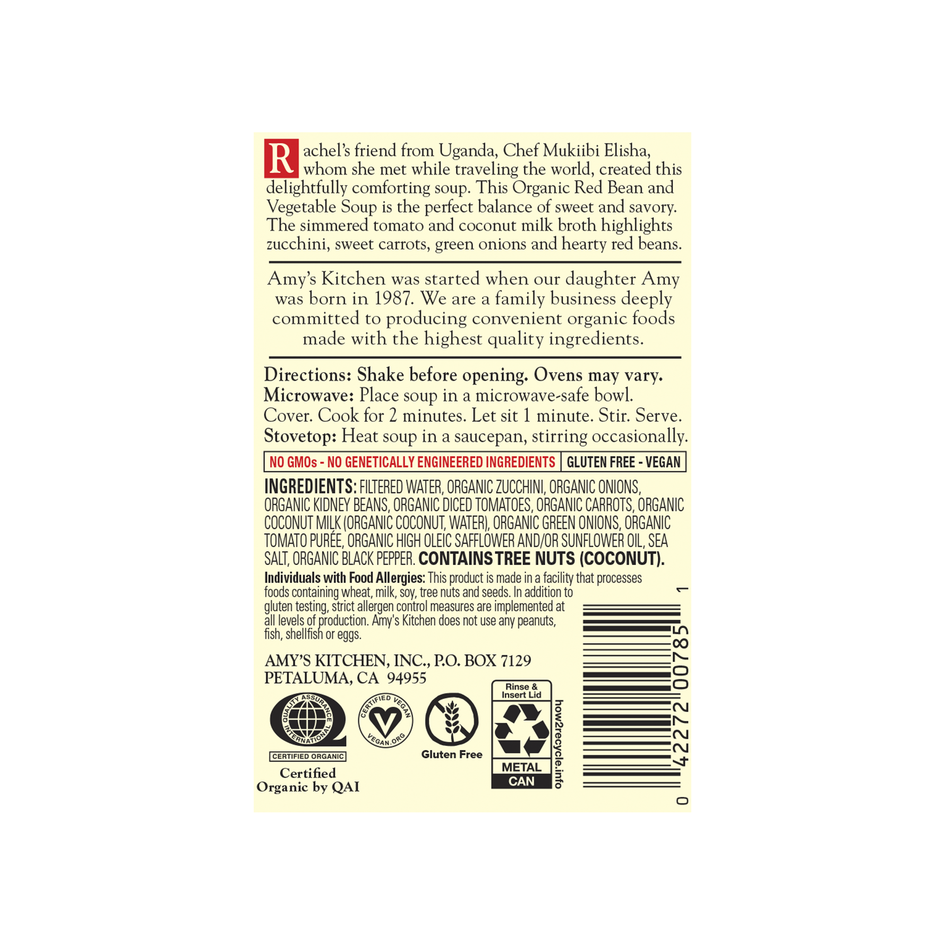 slide 5 of 7, Amy's Organic Red Bean & Vegetable Soups 14.0 oz, 14 oz