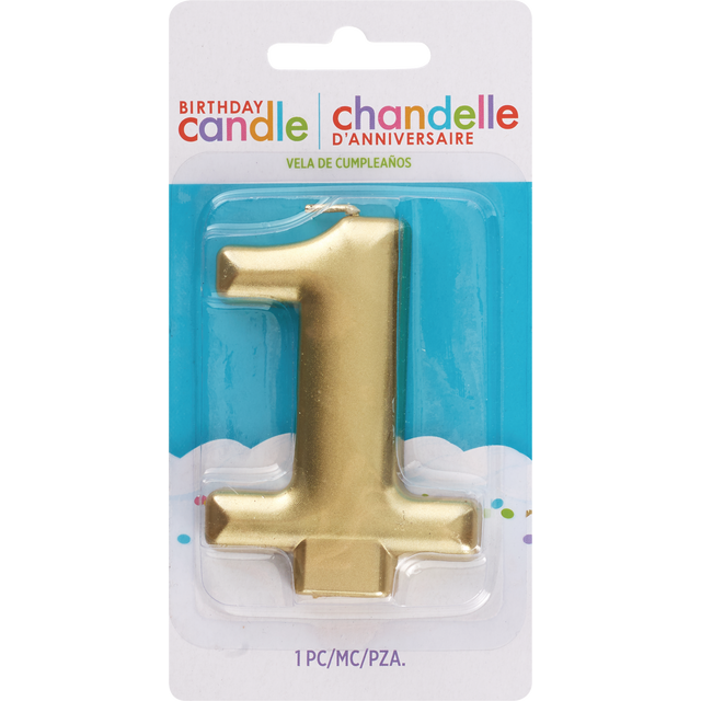 slide 1 of 1, AMSCAN Cndl Metallic Numeral #1 Gld, 1 ct