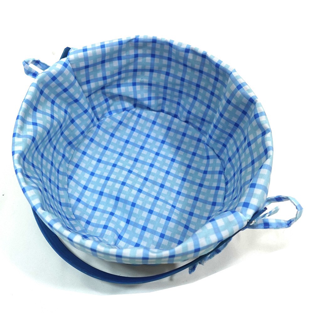 slide 3 of 3, HH 10in Lined Bamboo Basket - Blue, 10 in