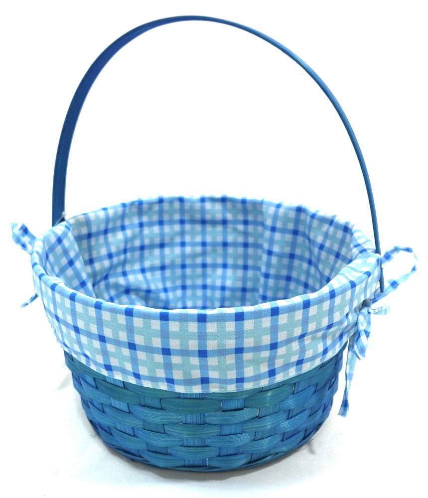 slide 2 of 3, HH 10in Lined Bamboo Basket - Blue, 10 in