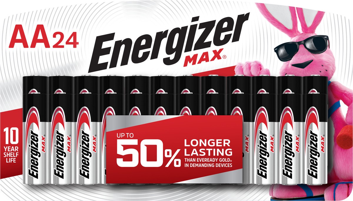 slide 6 of 6, Energizer MAX AA Batteries (24 Pack), Double A Alkaline Batteries, 24 ct
