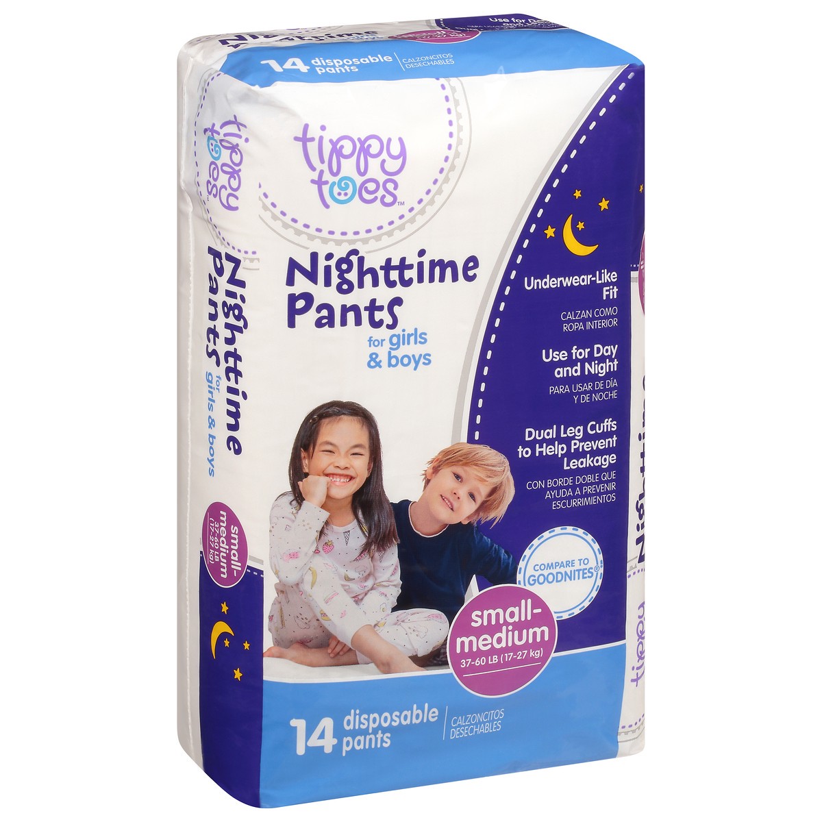 slide 12 of 18, Tippy Toes Nighttime Pants Small-Medium Disposable Pants 14 Count, 14 ct