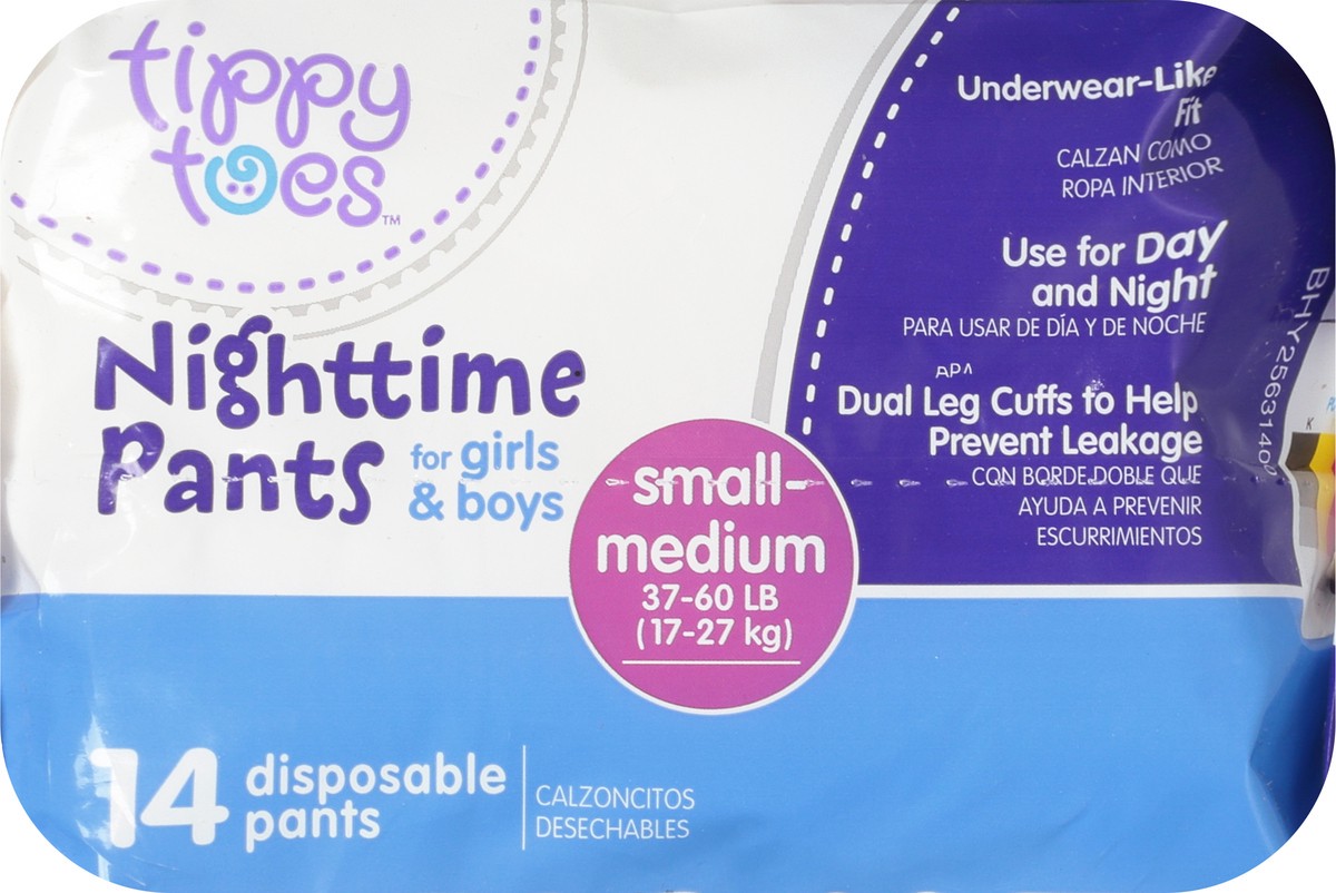 slide 6 of 18, Tippy Toes Nighttime Pants Small-Medium Disposable Pants 14 Count, 14 ct