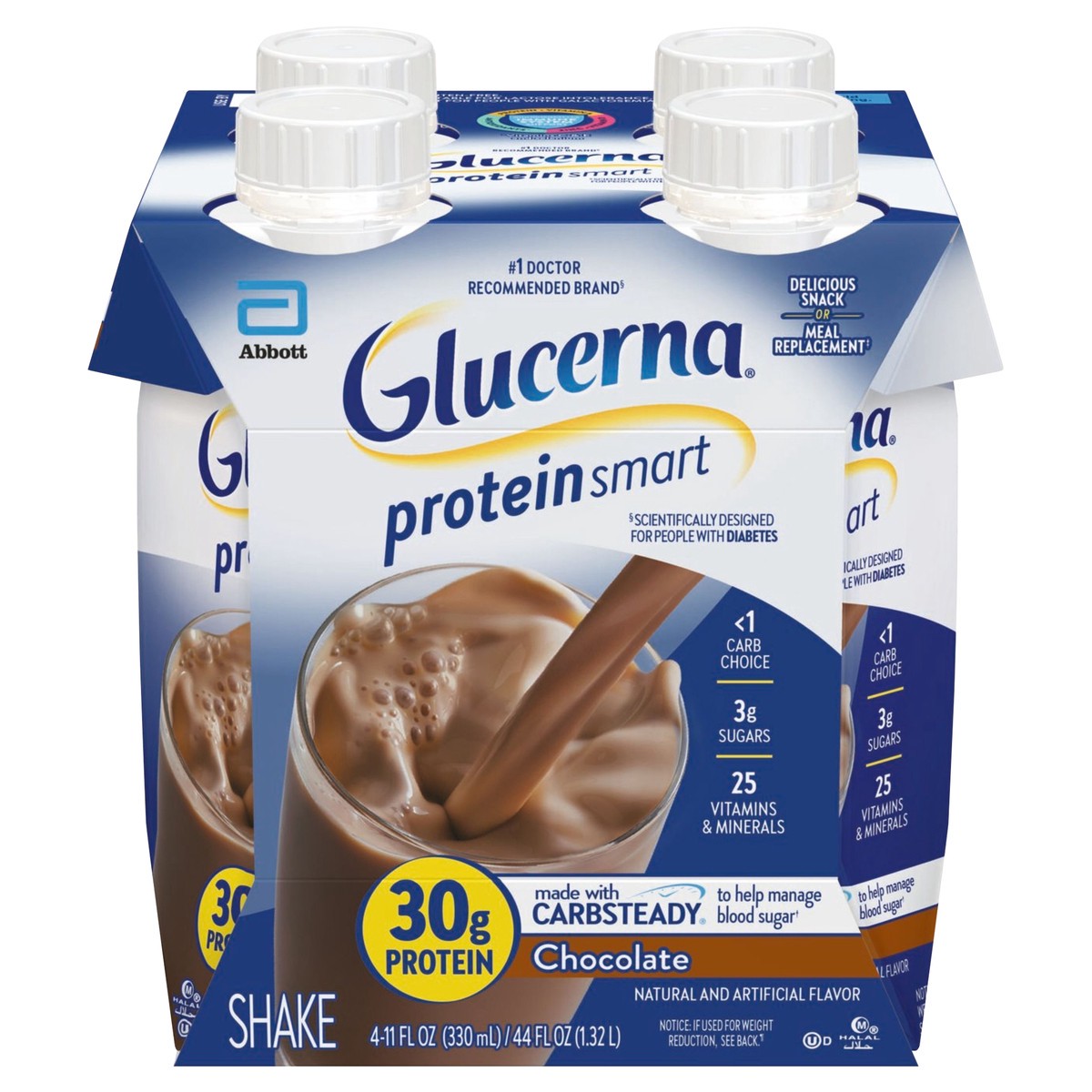 slide 1 of 5, Glucerna Rich Chocolate Protein Shake, 30 gram, 4 ct