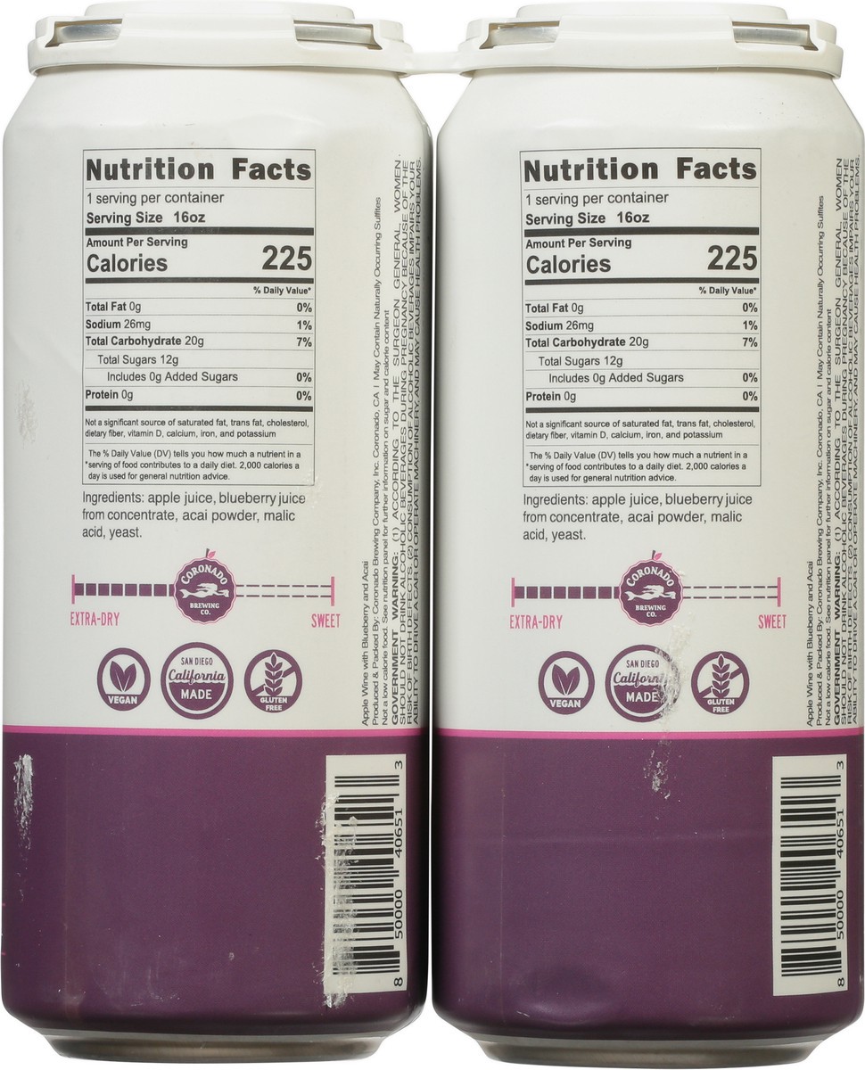 slide 6 of 13, Coronado Brewing Co. Super Fruit Hard Cider with Acai Berry 4 - 16 fl oz Cans, 4 ct; 16 oz