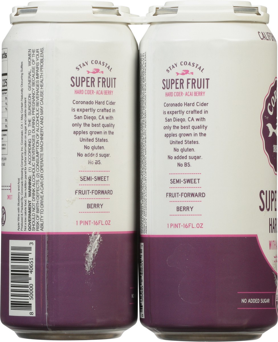 slide 5 of 13, Coronado Brewing Co. Super Fruit Hard Cider with Acai Berry 4 - 16 fl oz Cans, 4 ct; 16 oz