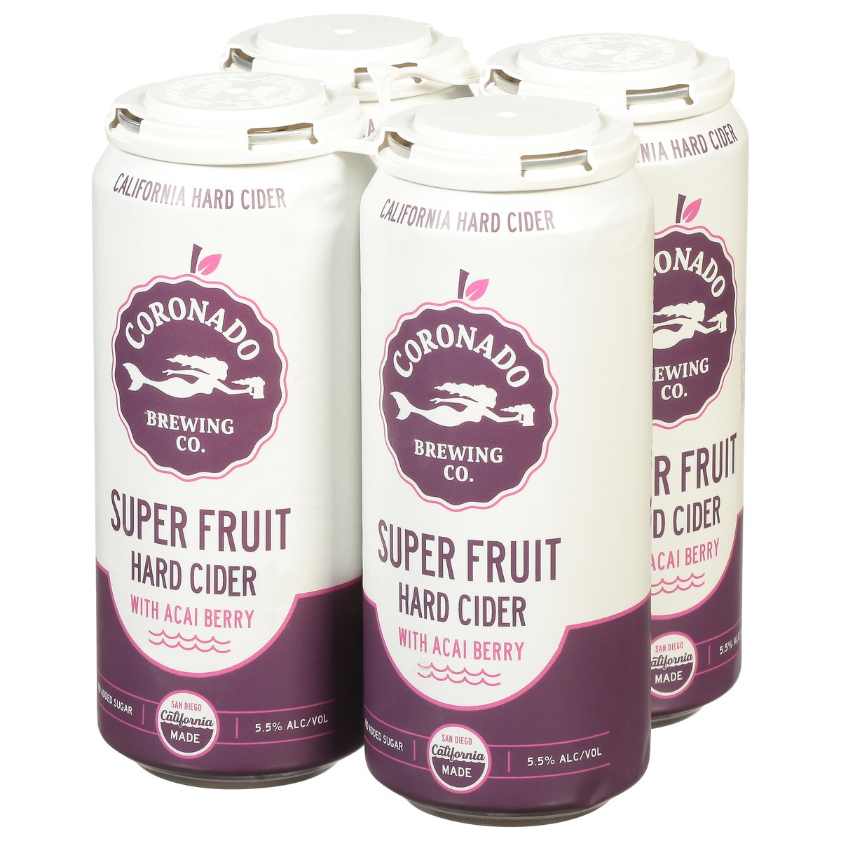 slide 7 of 13, Coronado Brewing Co. Super Fruit Hard Cider with Acai Berry 4 - 16 fl oz Cans, 4 ct; 16 oz