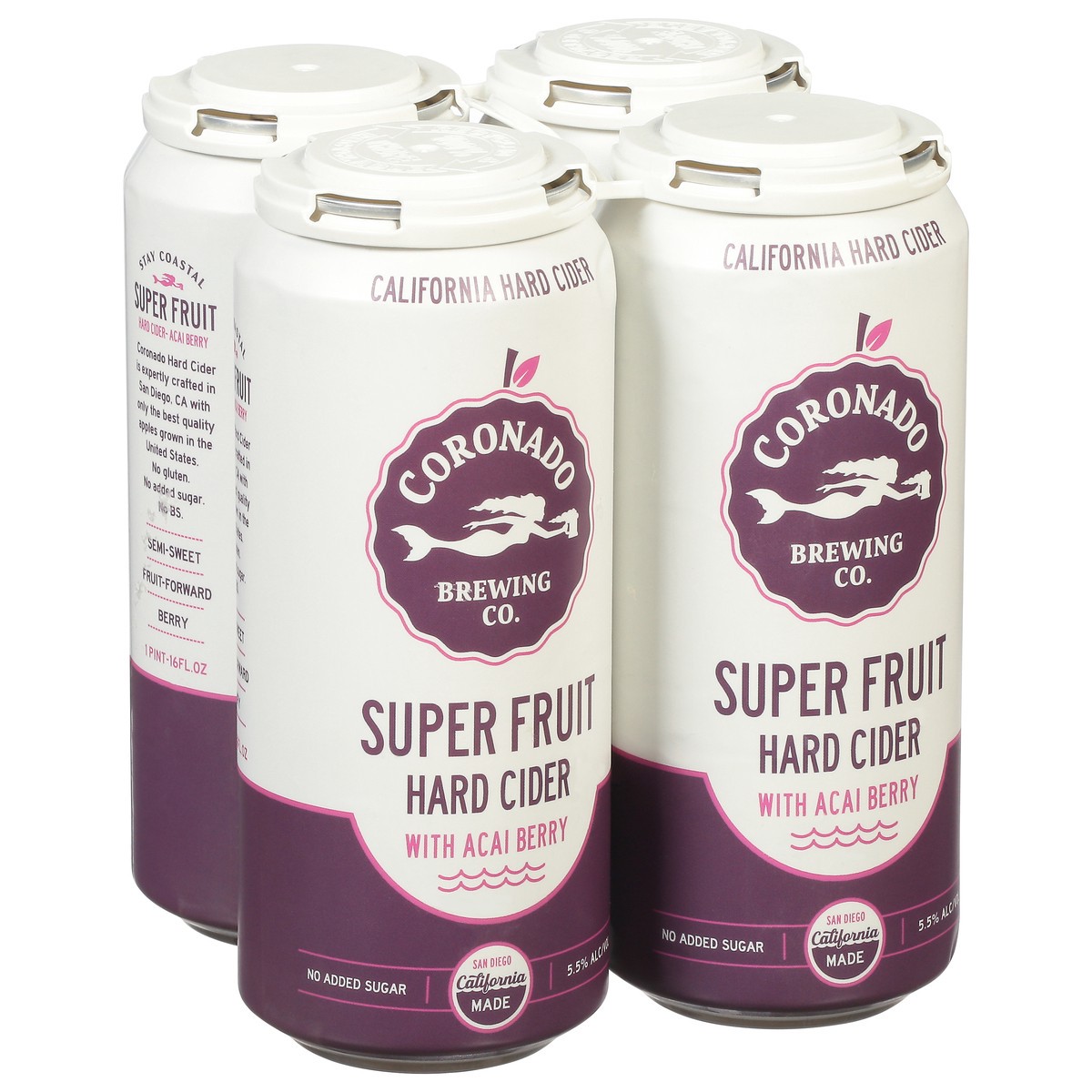 slide 8 of 13, Coronado Brewing Co. Super Fruit Hard Cider with Acai Berry 4 - 16 fl oz Cans, 4 ct; 16 oz
