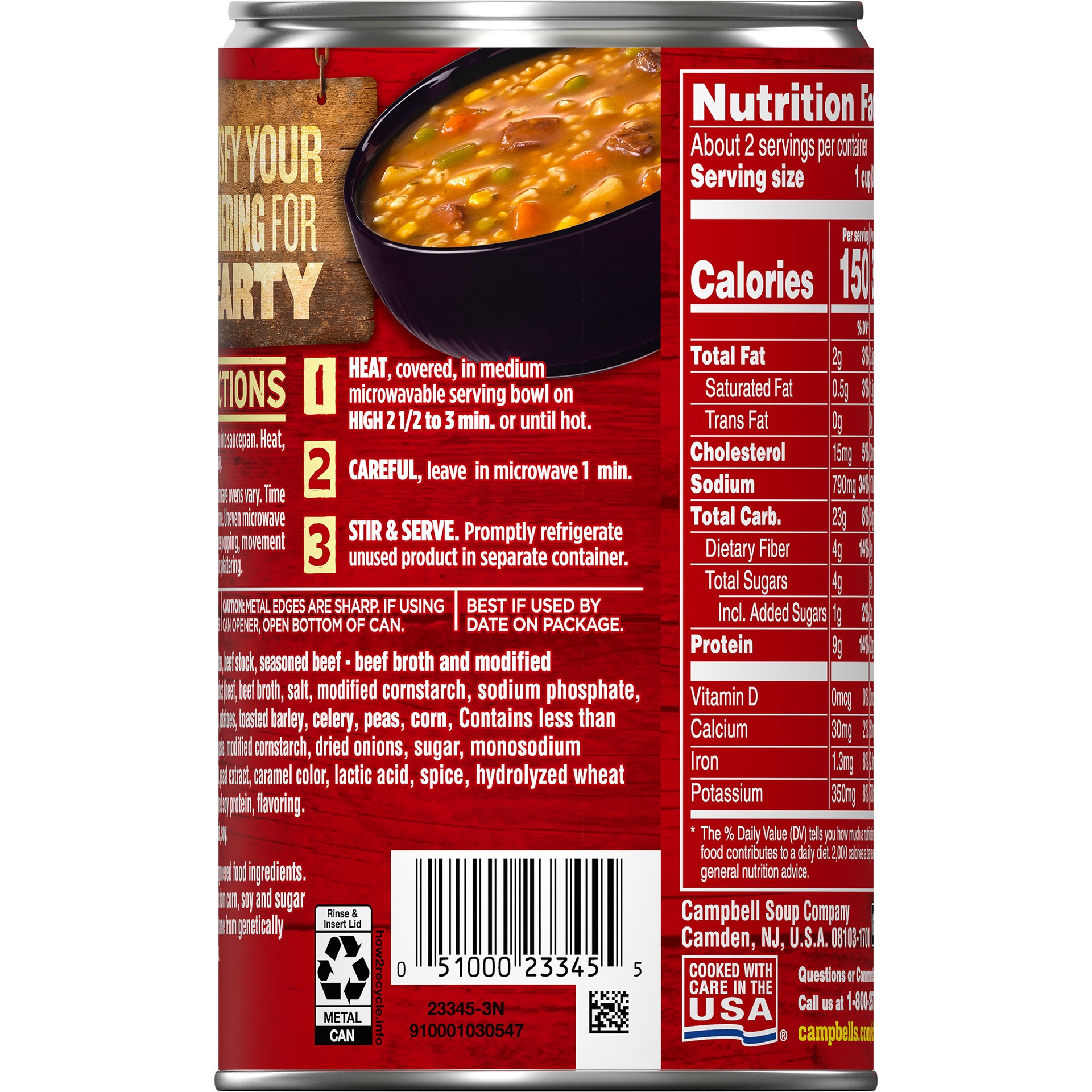 slide 5 of 5, Campbell's Campbell''s Chunky Soup, Hearty Beef and Barley Soup, 18.8 Oz Can, 18.8 oz