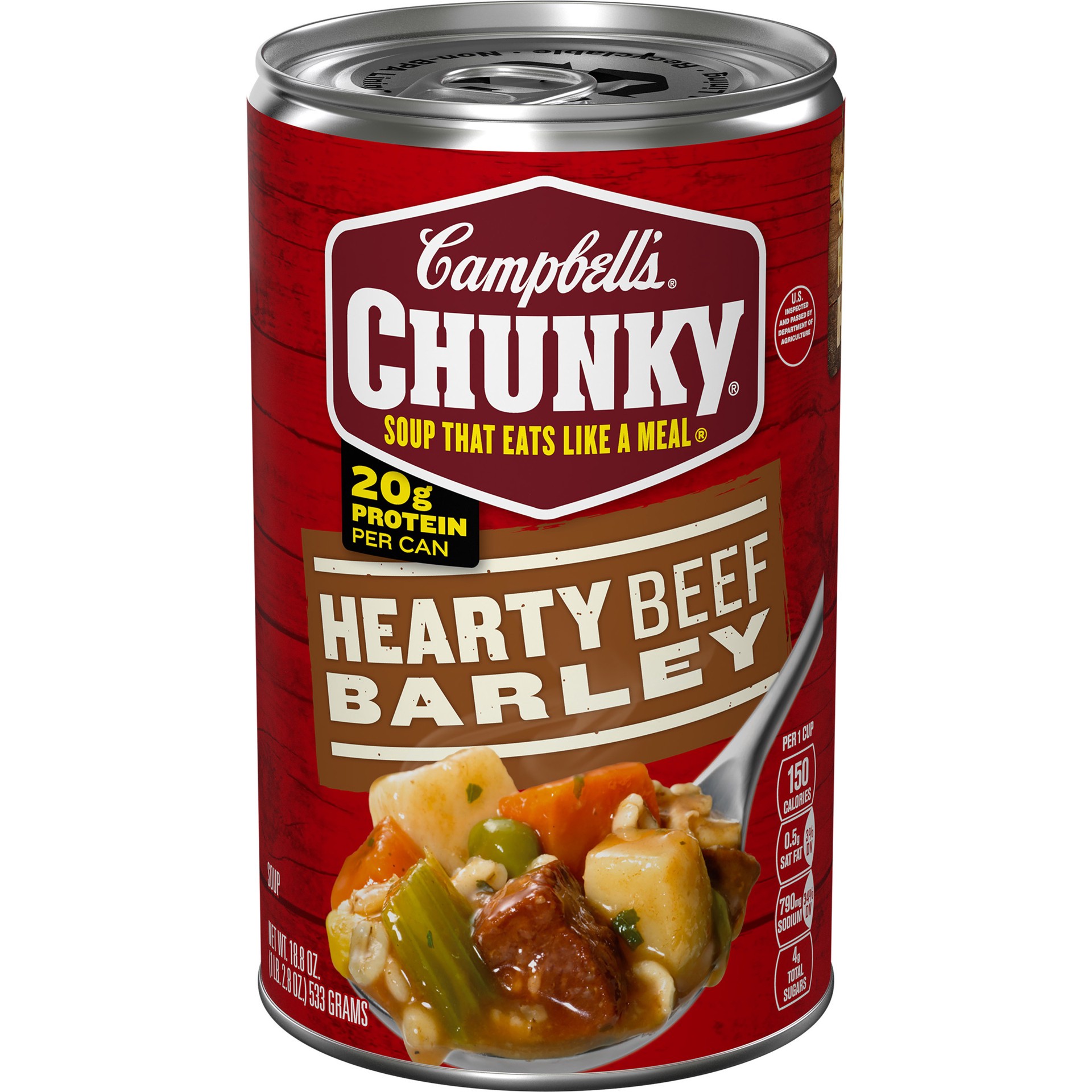 slide 1 of 5, Campbell's Chunky Soup, Hearty Beef and Barley Soup, 18.8 Oz Can, 18.8 oz