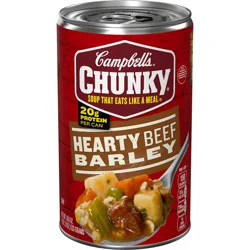 Campbell's Chunky Hearty Beef and Barley Soup, 18.8 oz Can