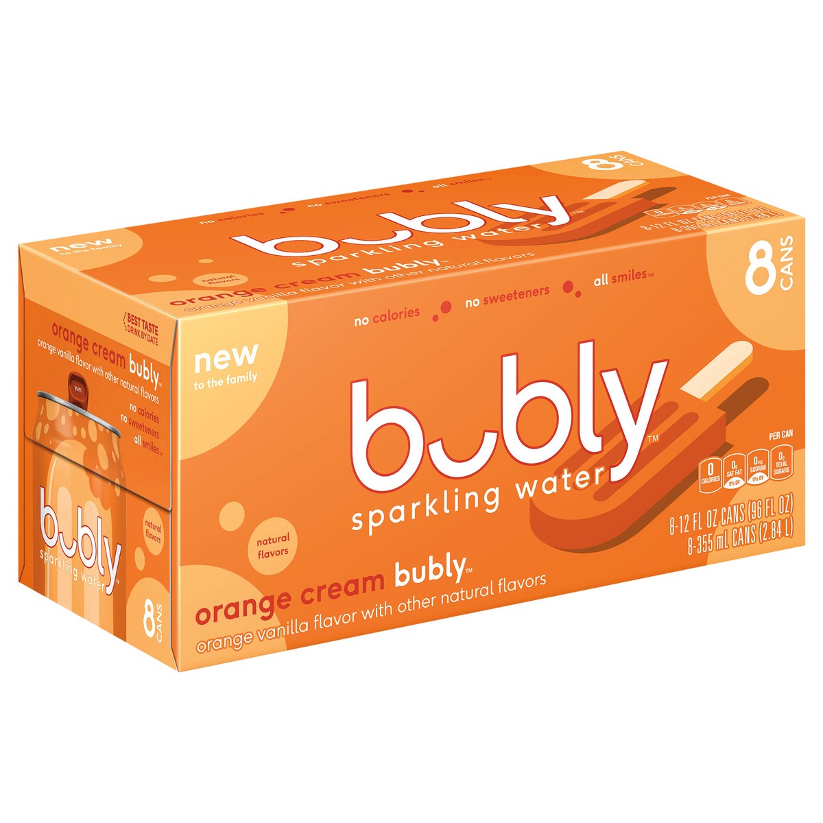 slide 2 of 6, bubly Sparkling Water Orange Cream 12 Fl Oz, 8 Count, 8 ct