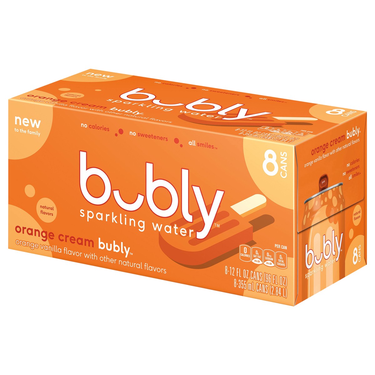 slide 3 of 6, bubly Sparkling Water Orange Cream 12 Fl Oz, 8 Count, 8 ct