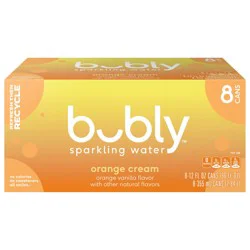 Bubly Sparkling Water Orange Cream 12 Fl Oz, 8 Count