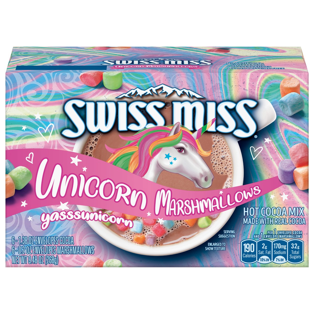 slide 1 of 5, Swiss Miss Unicorn Marshmallows Hot Cocoa Mix - 9.48 oz, 9.48 oz