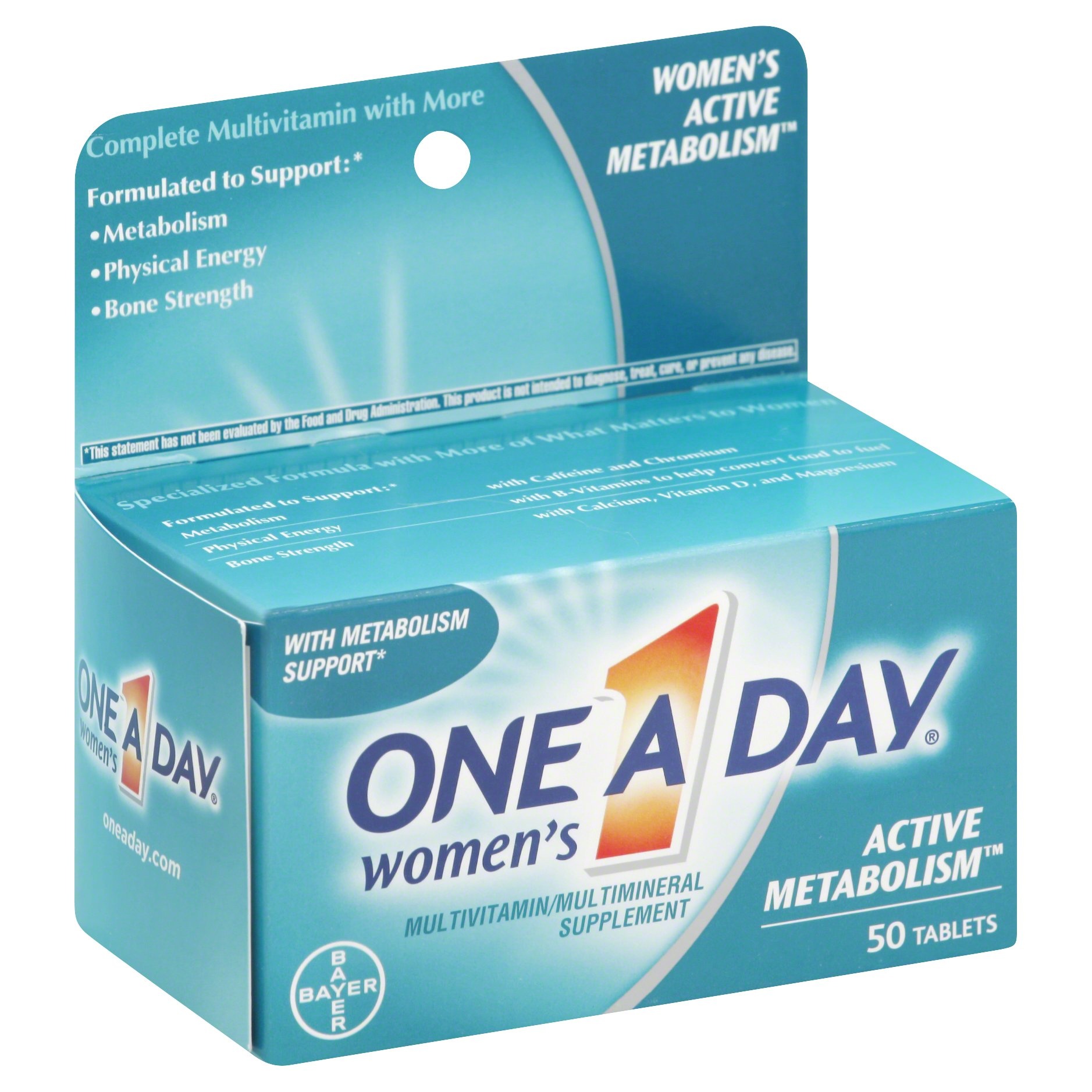 slide 1 of 5, One A Day Women's Active Metabolism Multivitamin/Multimineral Supplement, 50 ct