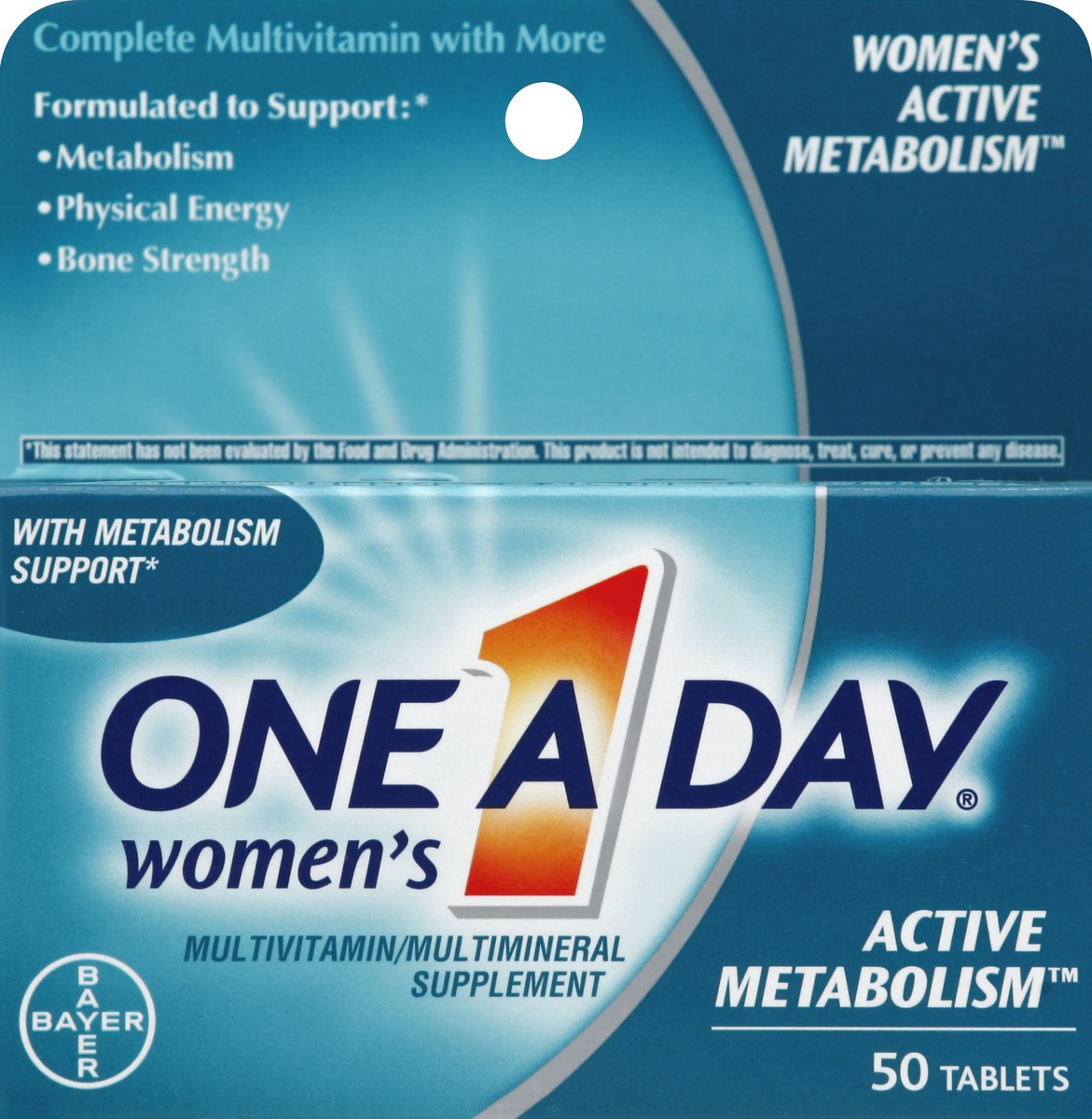 slide 4 of 5, One A Day Women's Active Metabolism Multivitamin/Multimineral Supplement, 50 ct