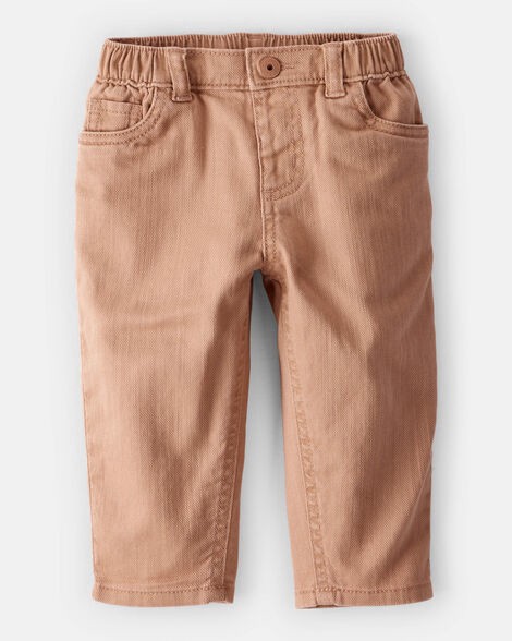 slide 1 of 3, Baby Boy 100% Cotton Pull-On Fashion Pants - Tan Tan 12M, 1 ct