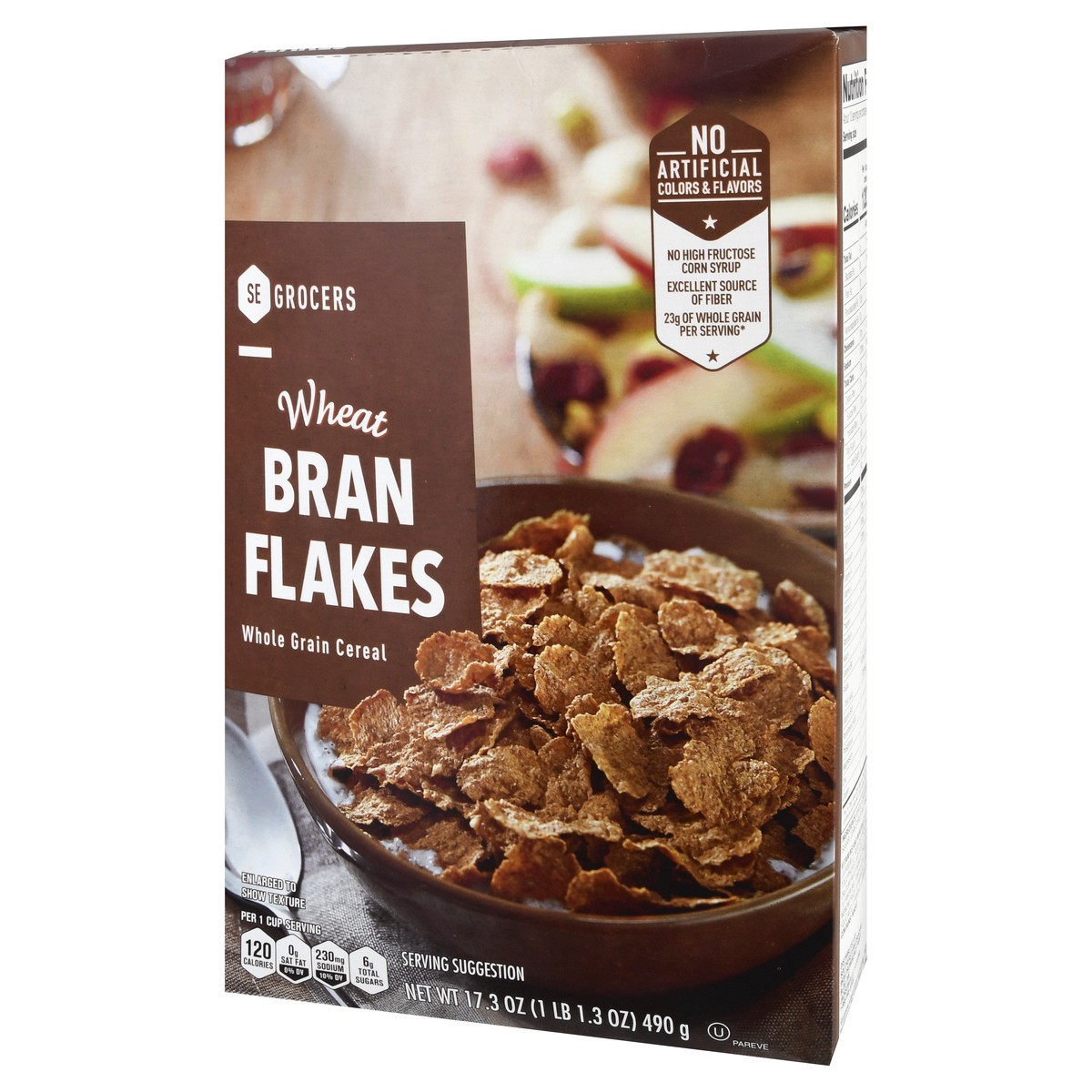 slide 10 of 10, SE Grocers Whole Grain Cereal Wheat Bran Flakes, 17.3 oz