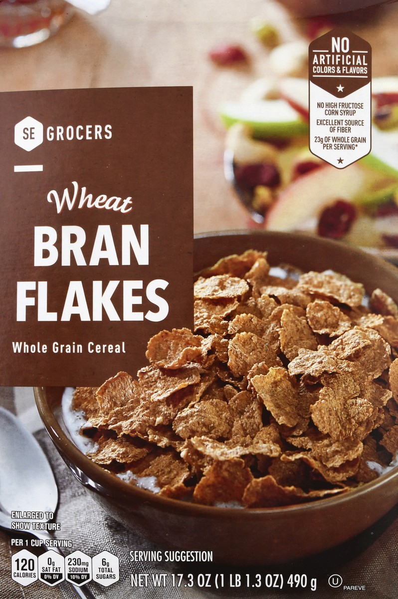 slide 9 of 10, SE Grocers Whole Grain Cereal Wheat Bran Flakes, 17.3 oz