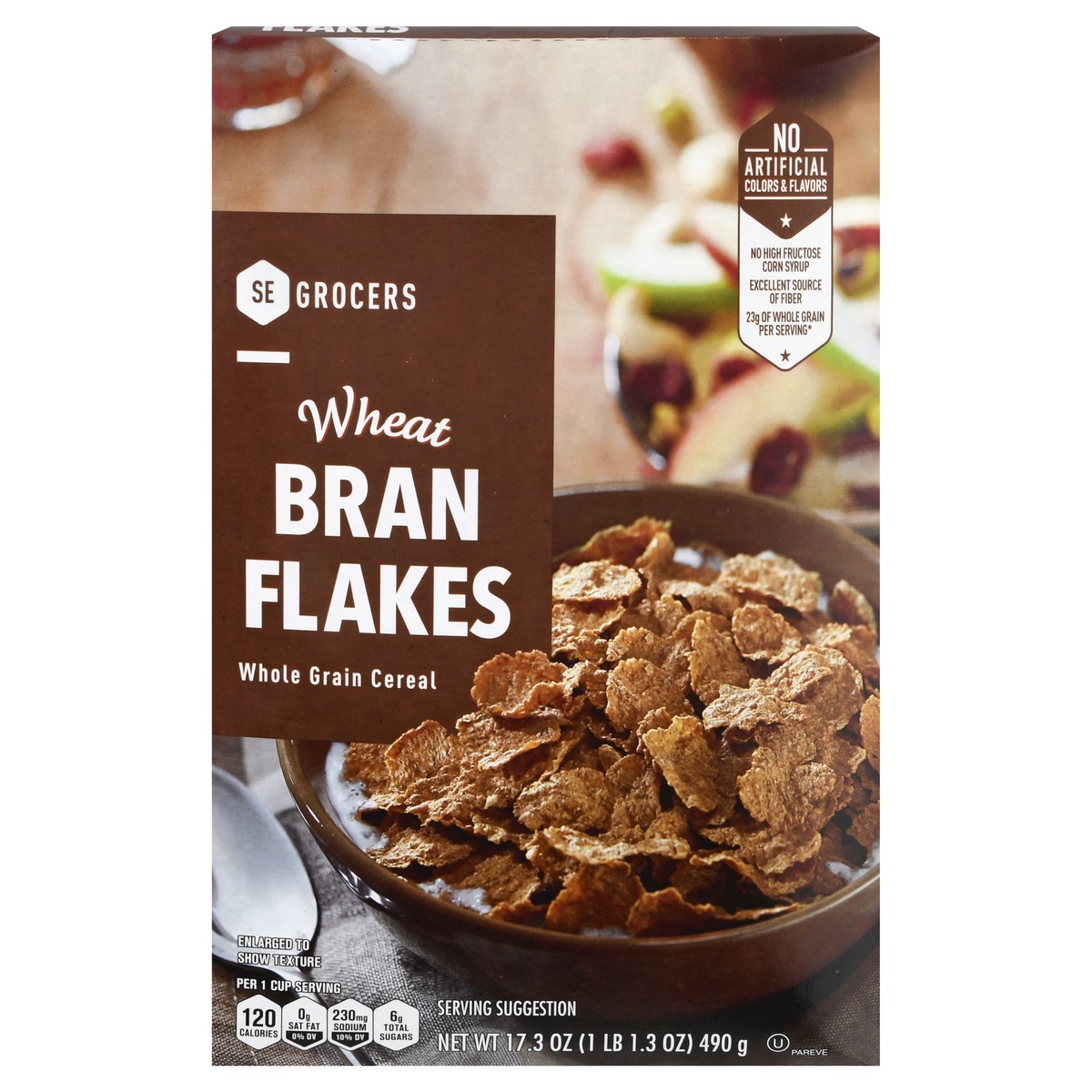 slide 1 of 10, SE Grocers Whole Grain Cereal Wheat Bran Flakes, 17.3 oz