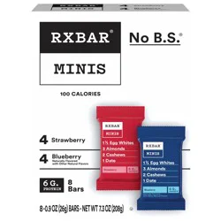 RXBAR Minis Protein Bars, Gluten Free Snacks, Breakfast Snacks, Variety Pack, 7.3oz Box, 8 Bars