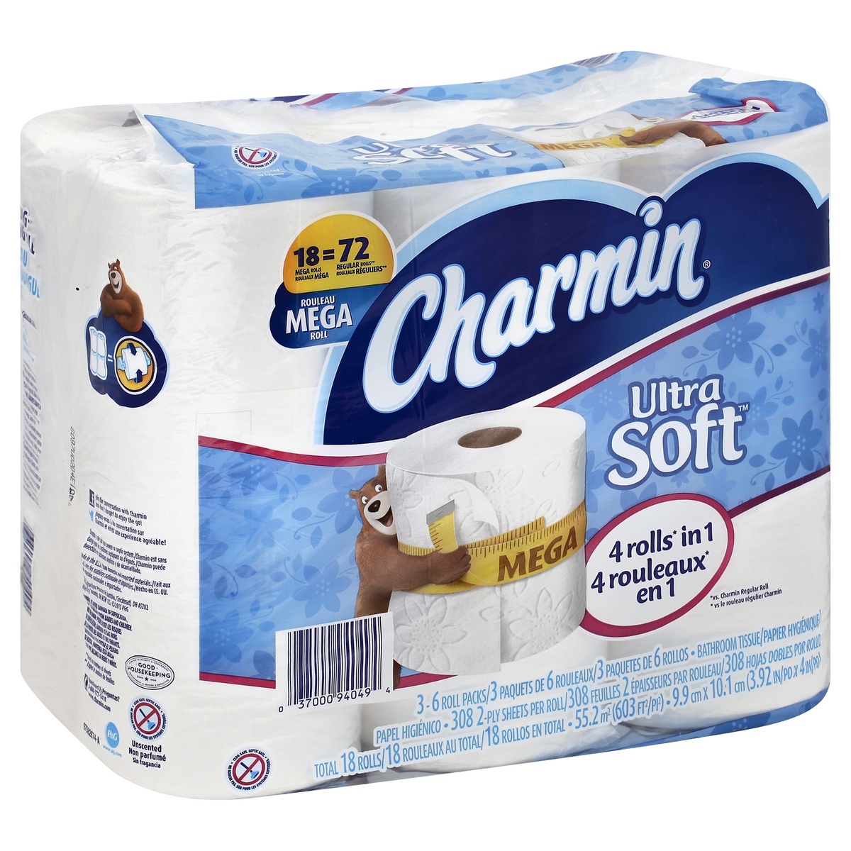 slide 1 of 1, Charmin Ultra Soft Mega Roll, 18 ct