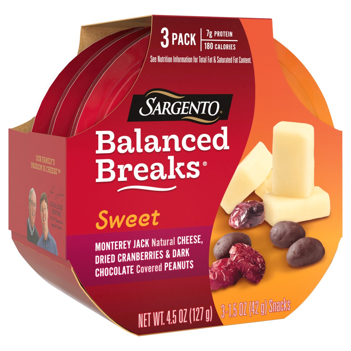 slide 7 of 9, Sargento Sweet Balanced Breaks Monterey Jack Natural Cheese, Dried Cranberries and Dark Chocolate Covered Peanuts, 3-Pack, 3 ct; 1.5 oz