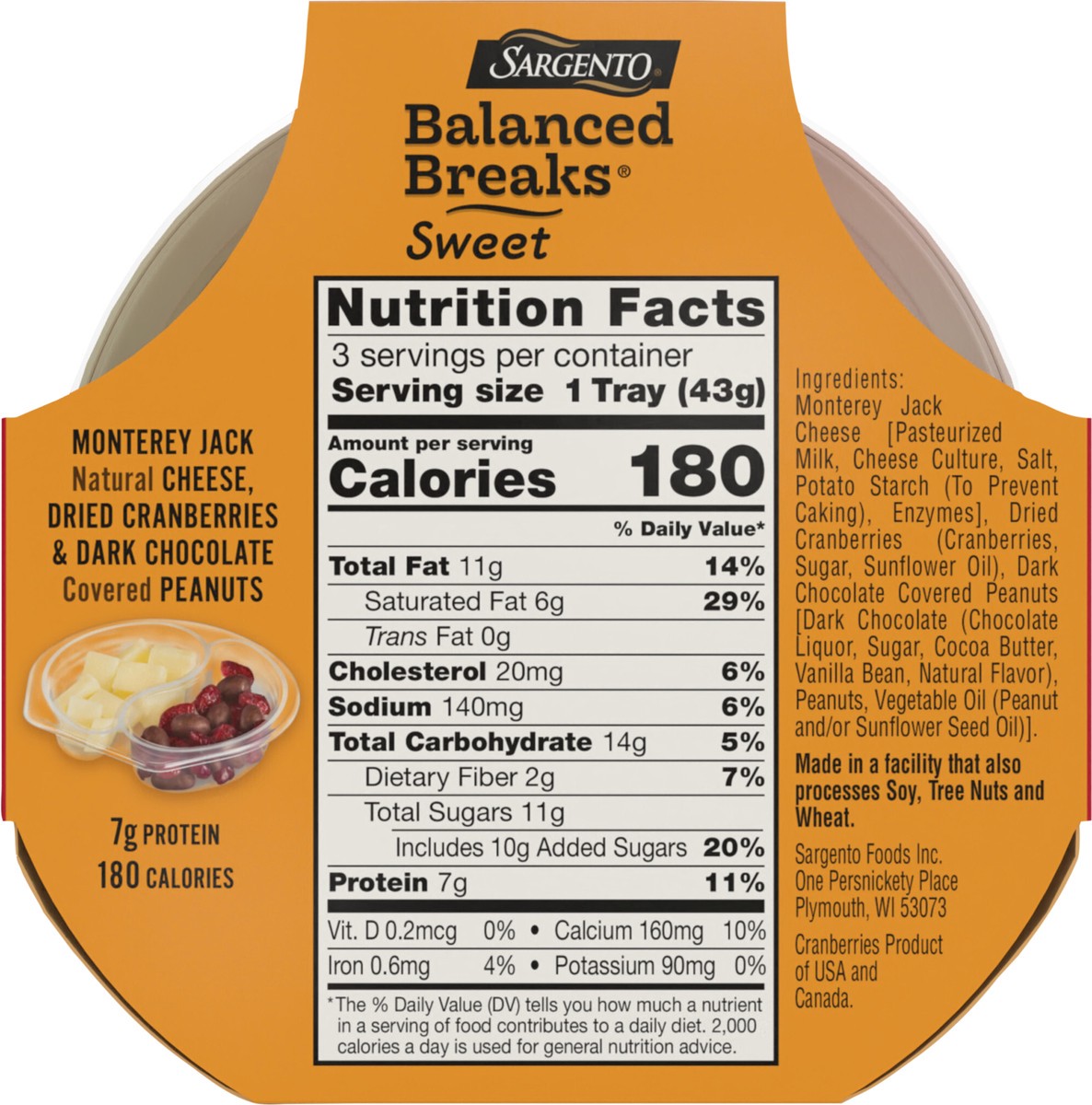 slide 5 of 9, Sargento Sweet Balanced Breaks Monterey Jack Natural Cheese, Dried Cranberries and Dark Chocolate Covered Peanuts, 3-Pack, 3 ct; 1.5 oz