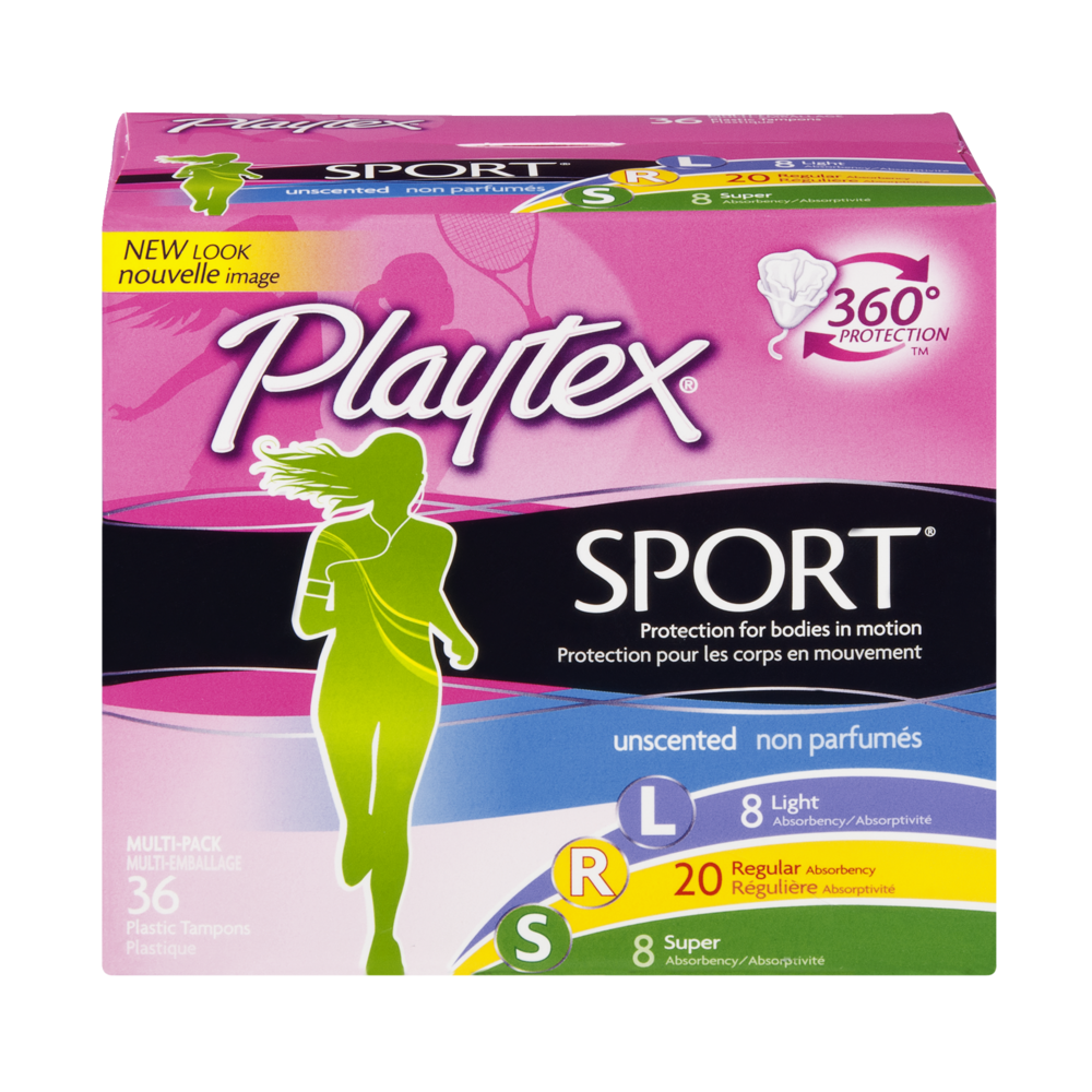 slide 1 of 1, Playtex Sport Unscented Plastic Tampons Multipack, 36 ct