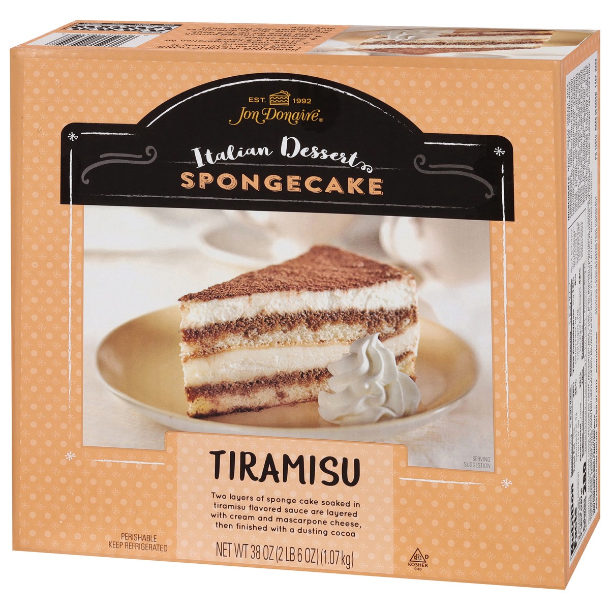 slide 7 of 9, Jon Donaire Italian Dessert Tiramisu Sponge Cake 38 oz, 38 oz