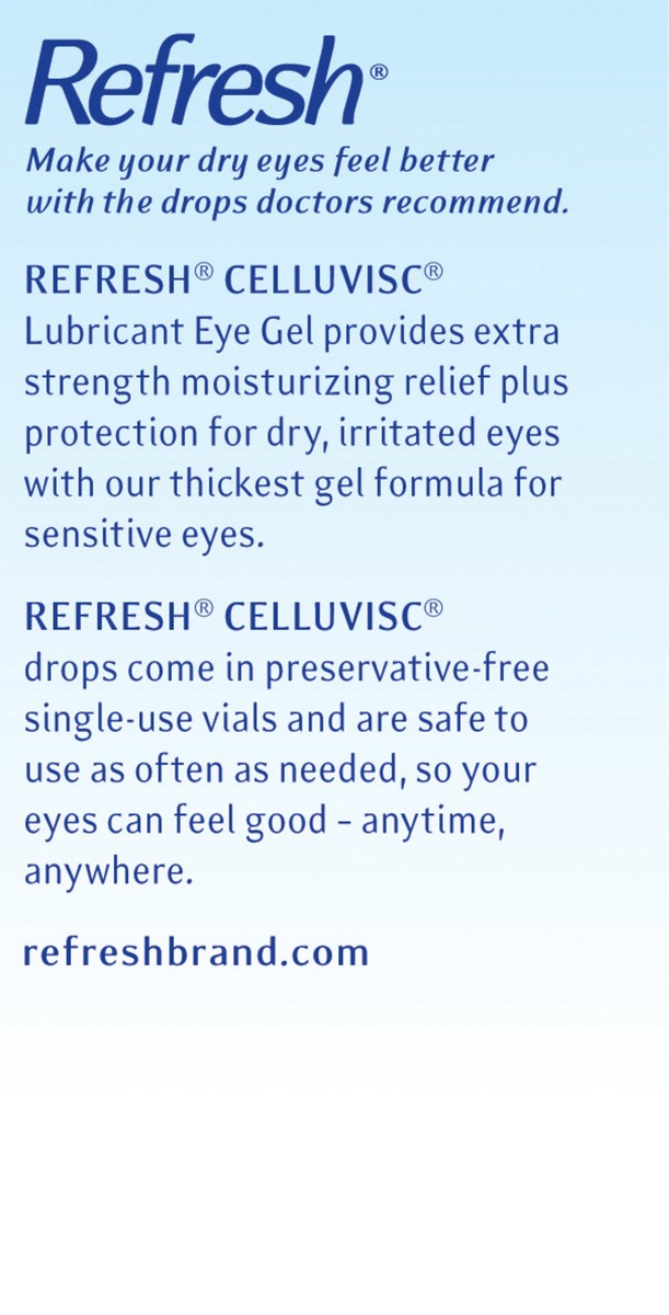 slide 5 of 6, Refresh Celluvisc Lubricant Eye Gel Preservative-Free Tears, 0.01 fl oz (0.4 mL), 30 Single-Use Containers, 30 ct