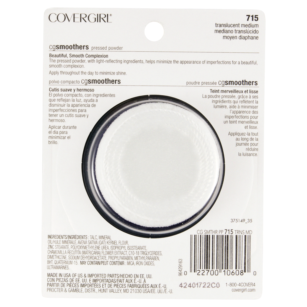 slide 2 of 2, Covergirl COVERGIRL Smoothers Pressed Powder Powder, Translucent Medium 715, 0.32 oz (9.3 g), 0.32 oz