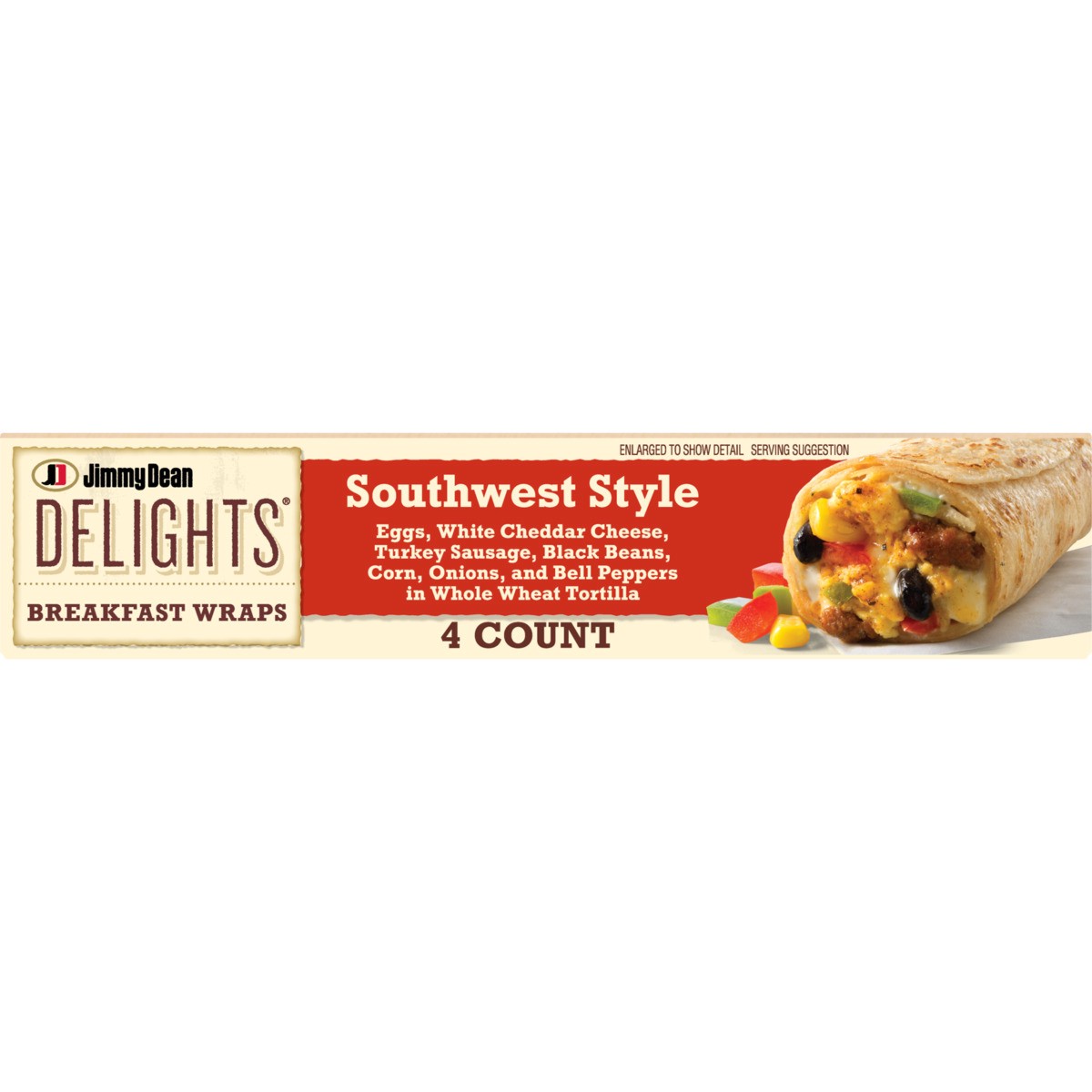 slide 6 of 8, Jimmy Dean Delights Breakfast Wrap, Southwest Style, Frozen, 4 Count, 17 oz