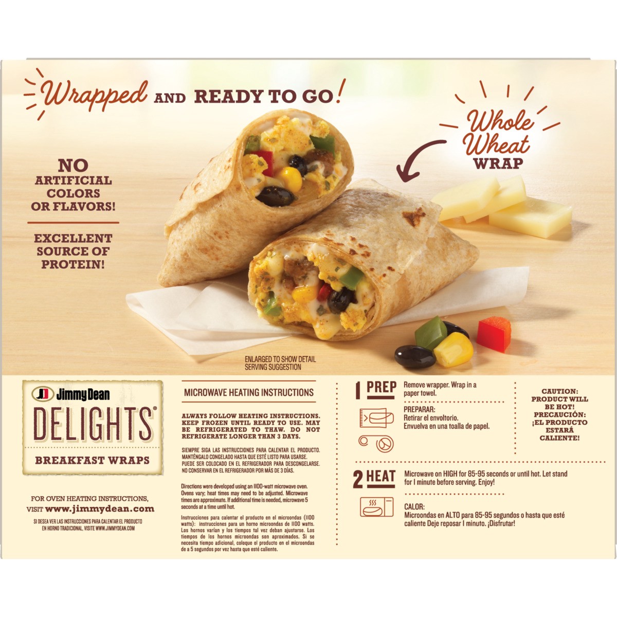 slide 5 of 8, Jimmy Dean Delights Breakfast Wrap, Southwest Style, Frozen, 4 Count, 17 oz