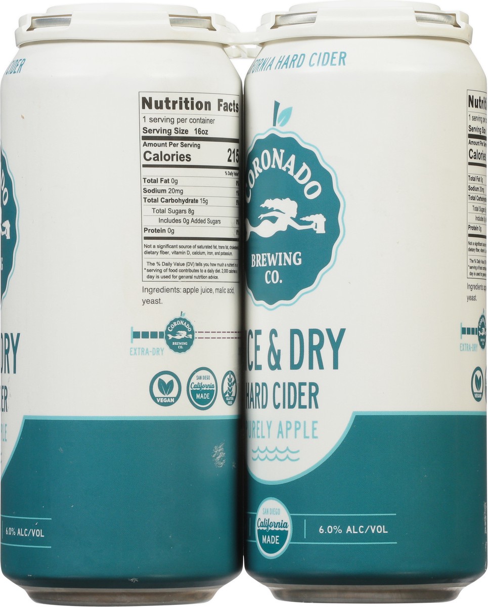 slide 9 of 13, Coronado Brewing Co. Nice & Dry Purely Apple Hard Cider 4 - 16 fl oz Cans, 4 ct